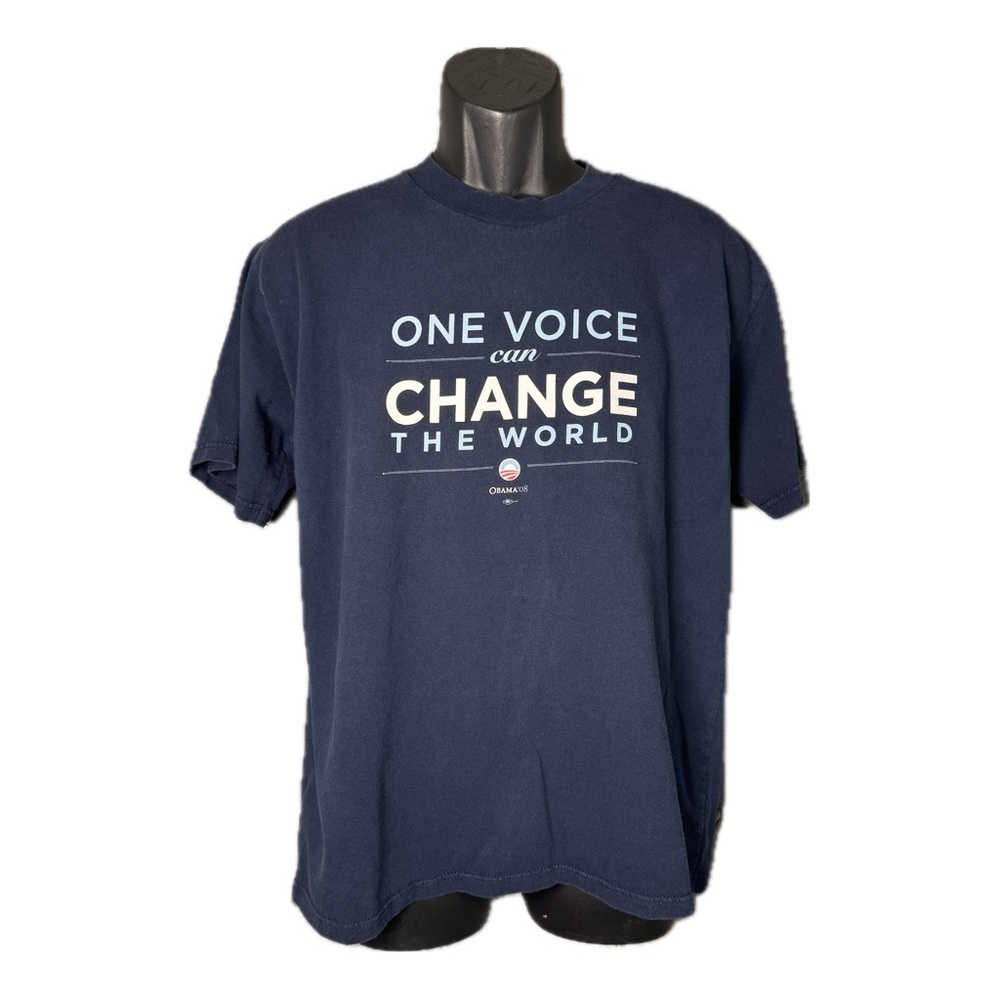 Vintage 2008 BARACK OBAMA One Voice Can Change The World Campaign T Shirt Size L